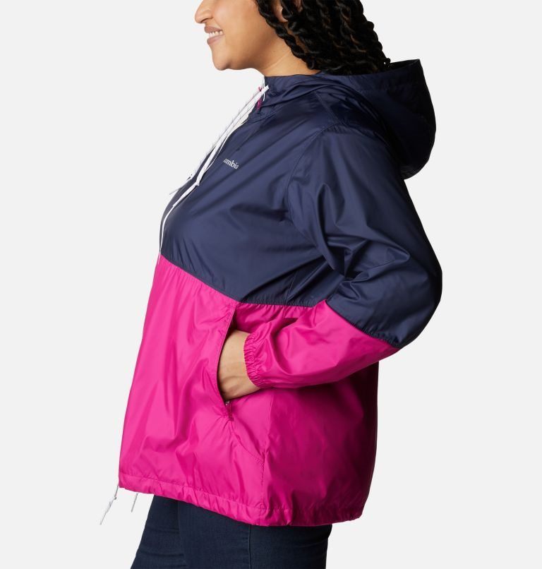 Women's Columbia Flash Forward Windbreaker Jackets Navy / Fuchsia | Plus Size CA-HC0A8